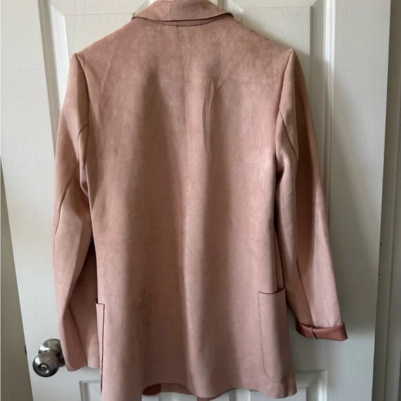 Joan Vass Faux Suede Mauve Jacket, S, Open Front w/ Pockets, NWOT - Picture 2 of 5